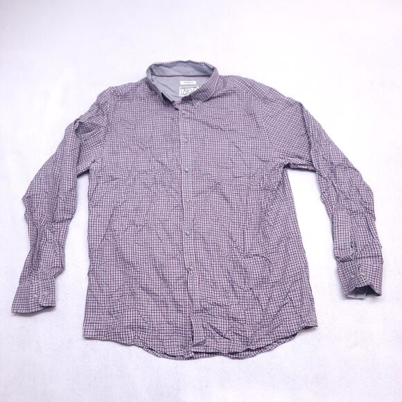 Jos A Bank Tartan Flannel Casual Long Sleeve Button Up Shirt Mens Size L Maroon - Picture 2 of 10